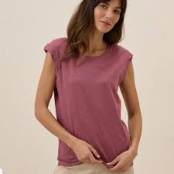 Pact Featherweight Slub Muscle Cotton Tee Mauve Size L - Picture 1 of 8